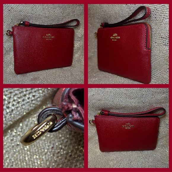 Coach Wristlet in Red Apple New Corner Zip Wristlet NWOT - Picture 2 of 7